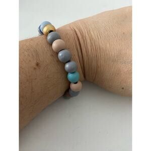 Colorful wood bead bracelet